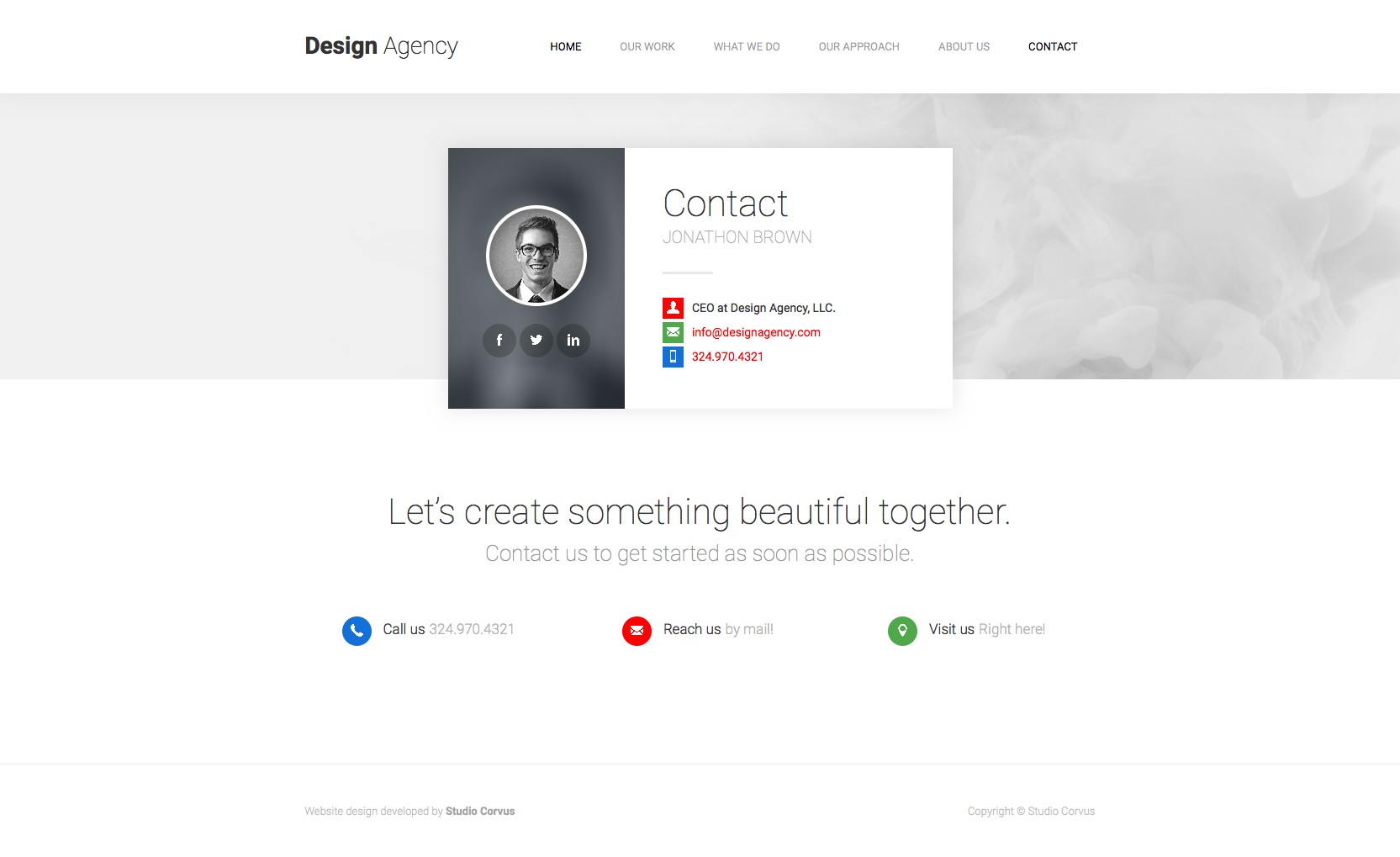 Corvus' contact page template