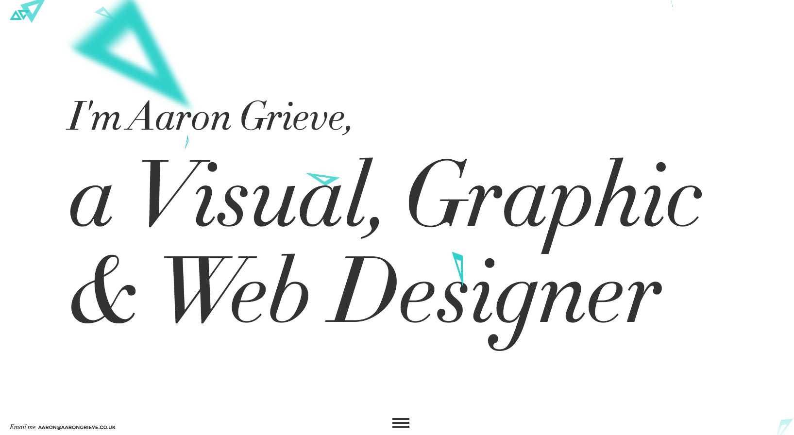The homepage of Aaron Grieve's portfolio website