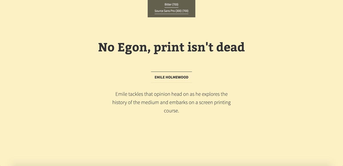 Bitter and Source Sans Pro font combination