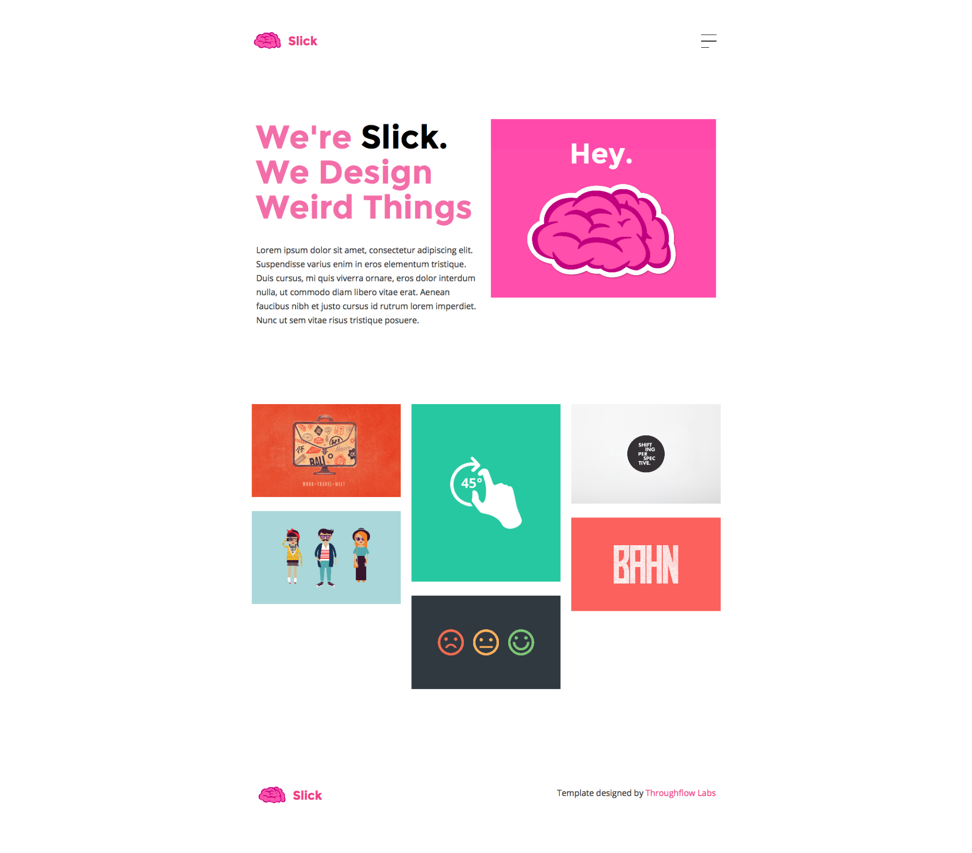 Homepage of the free Slick portfolio website template