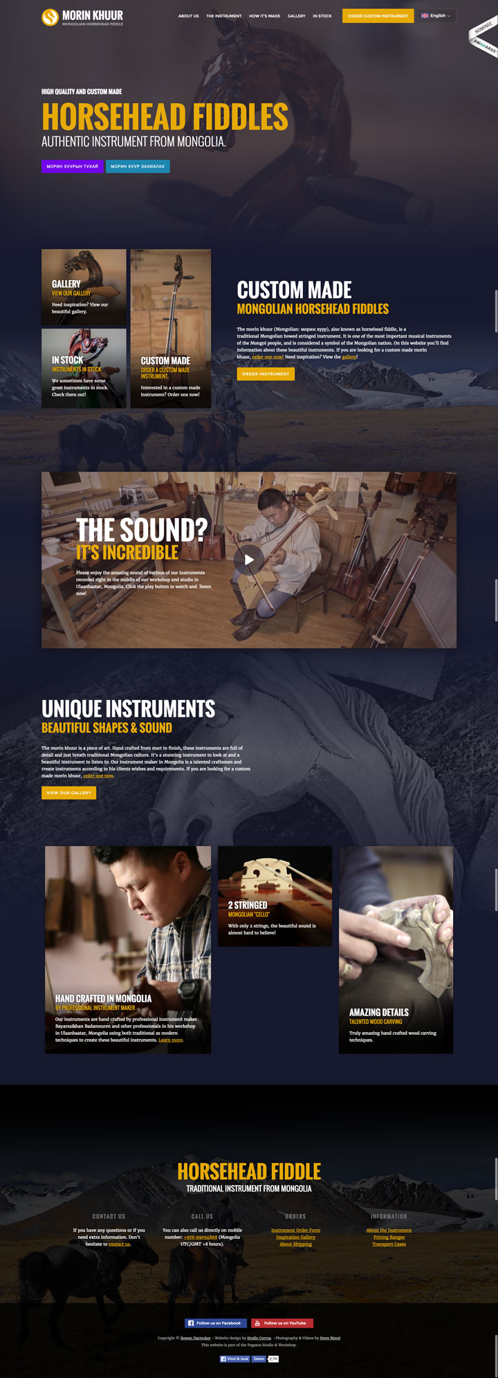 Homepage of the Morin Khuur Horsehead Fiddles website