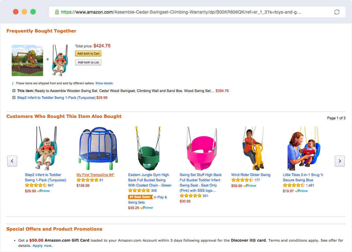 Amazon's upsell modules come before you check out