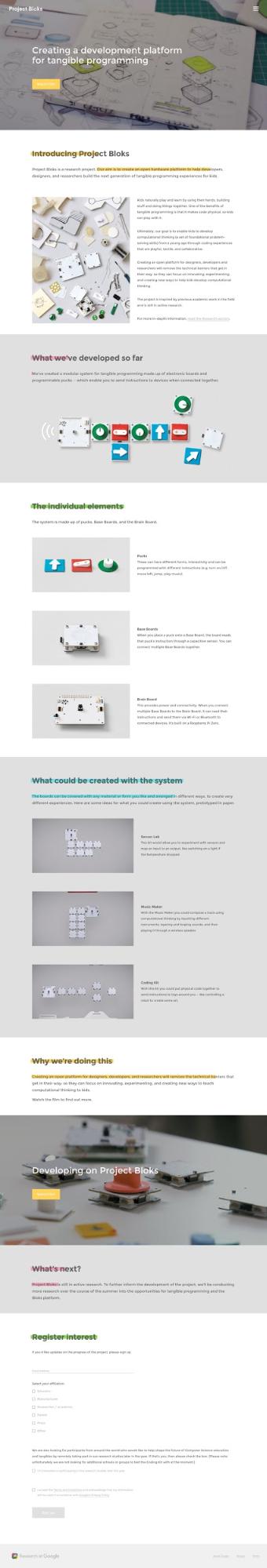 Google's Project Bloks website