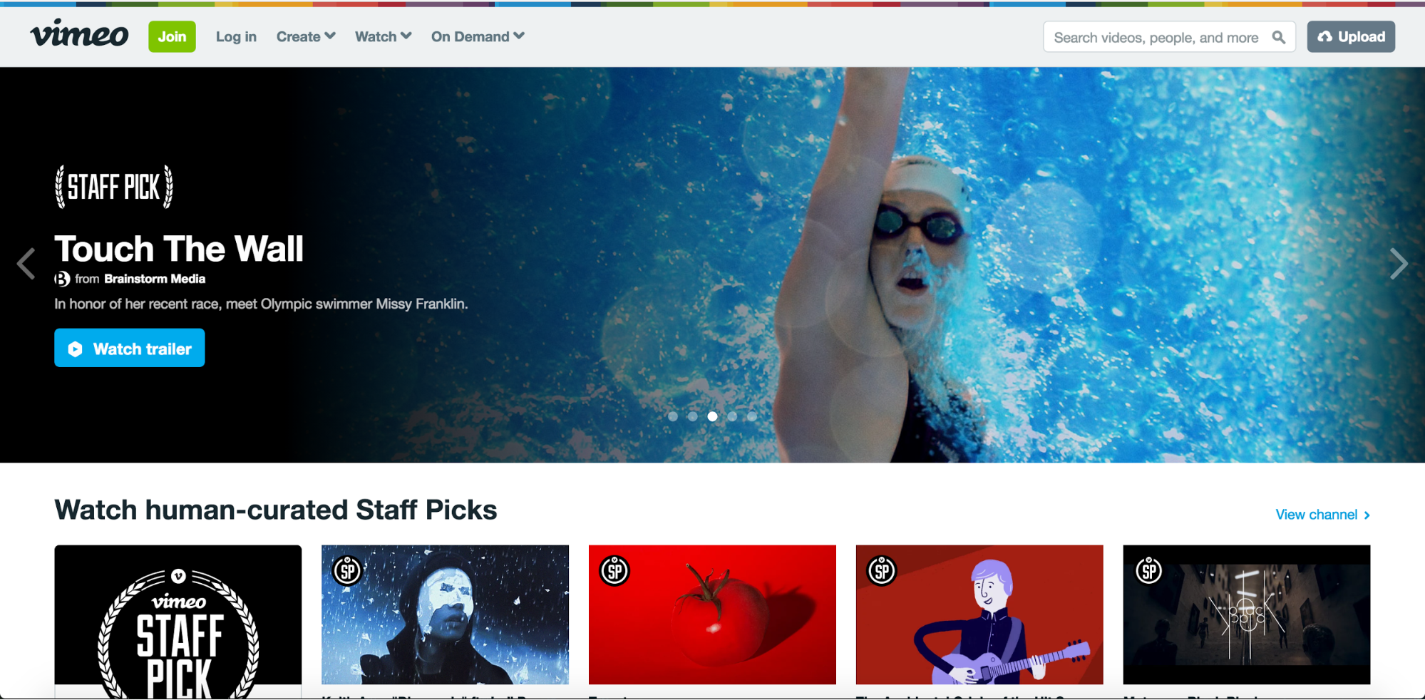Vimeo homepage