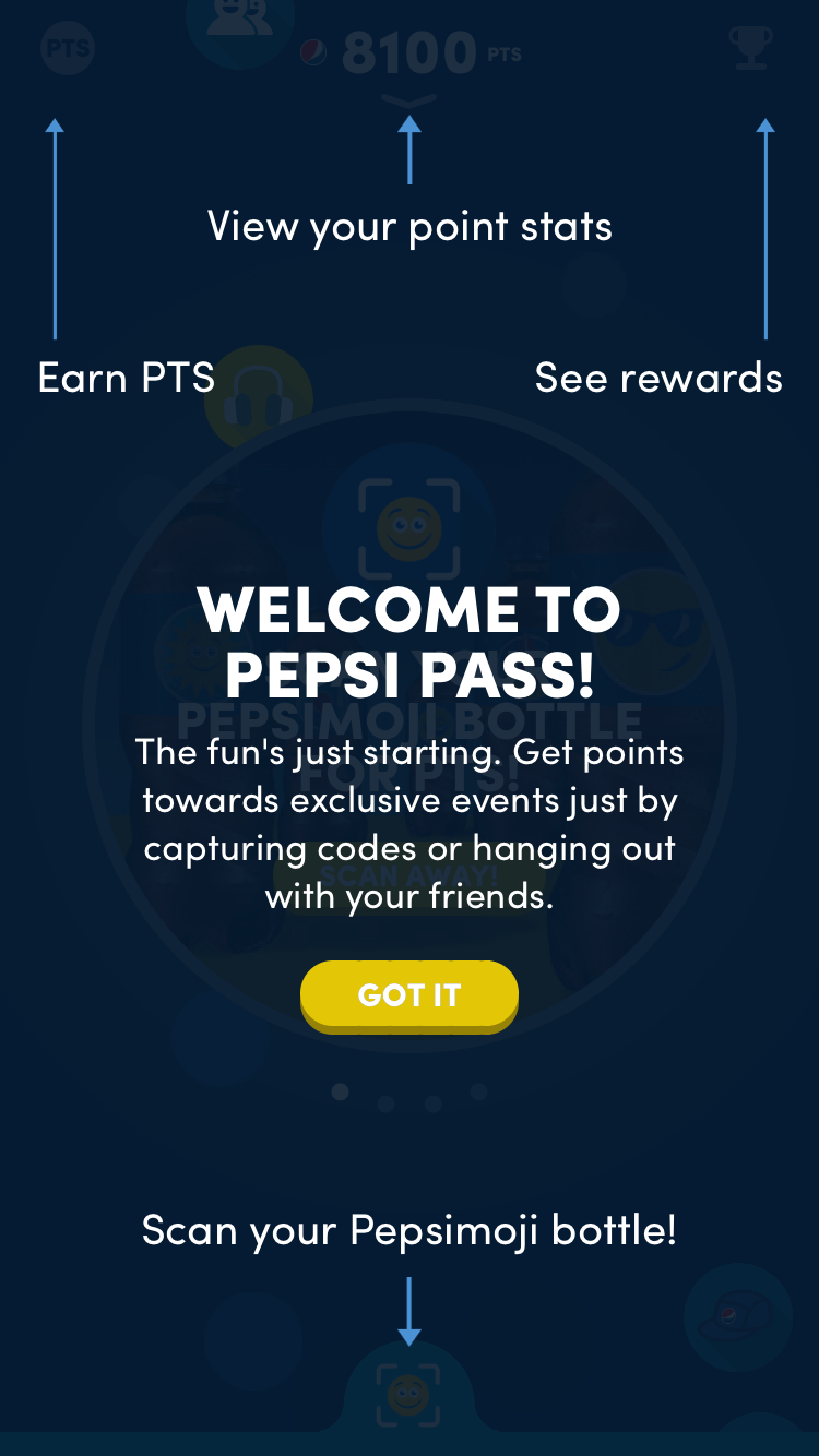 Pepsi Pass mobile app - responsive web design