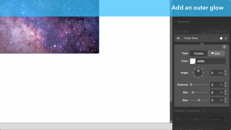 Adding an outer glow to an element in Webflow