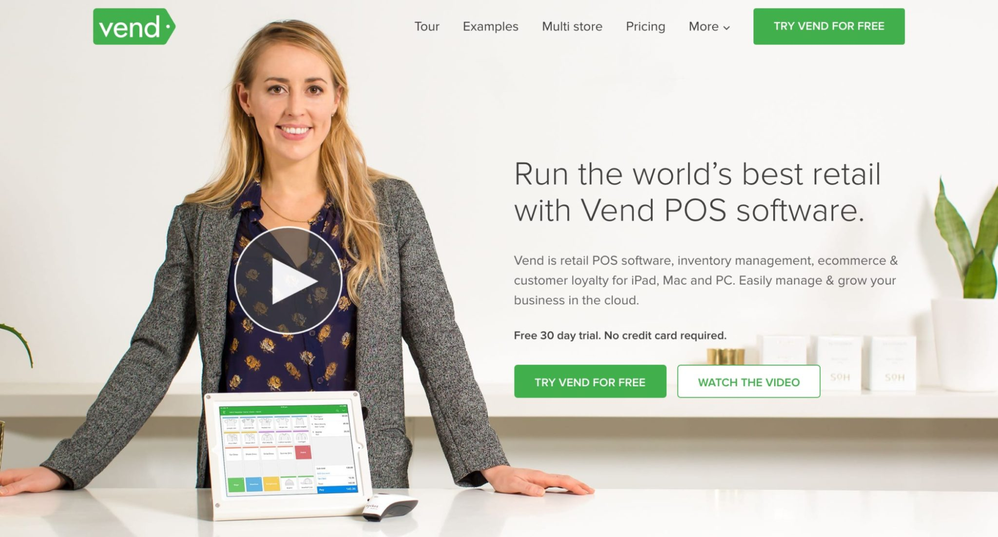 Vend homepage emphasizes video