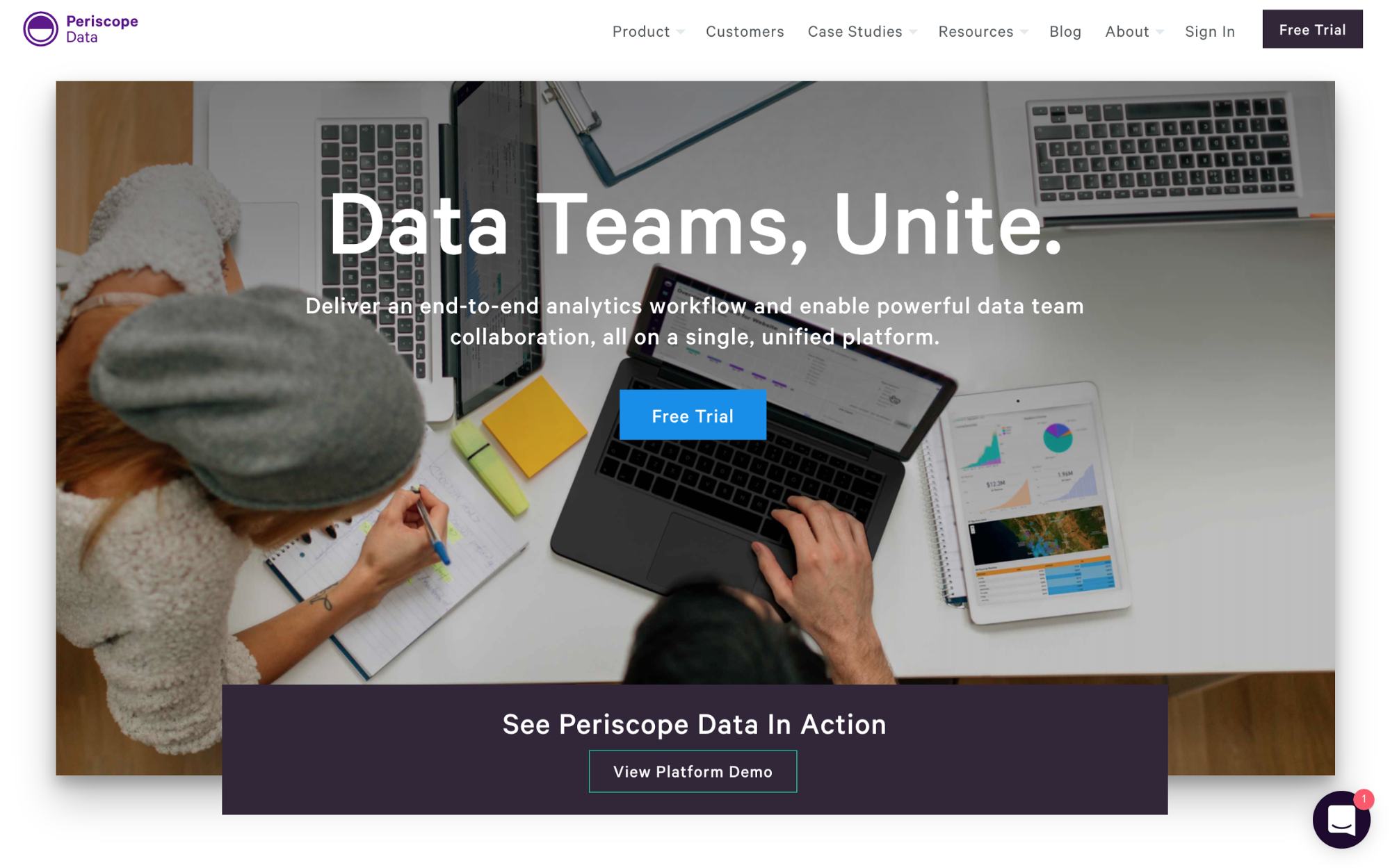 Periscope Data's homepage