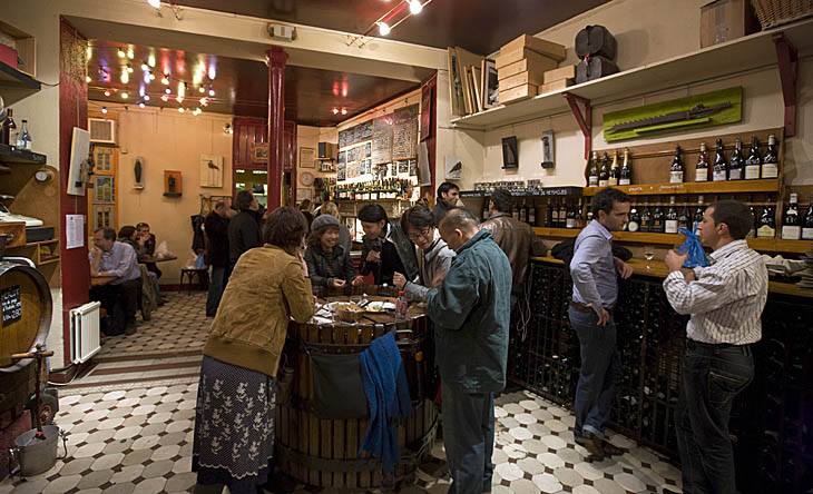 The crowd at Le Baron Rouge in Paris.