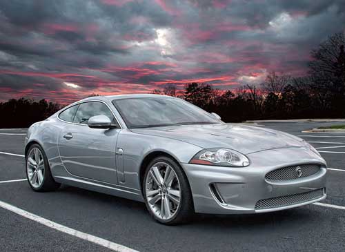 Car with sunset
