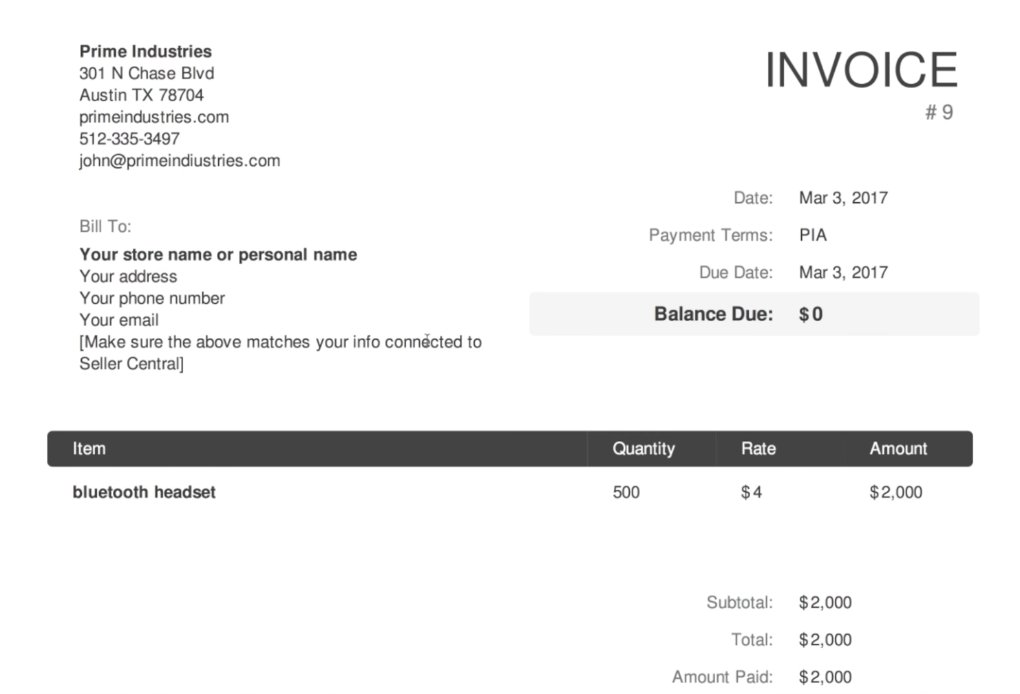 pi proforma invoice
