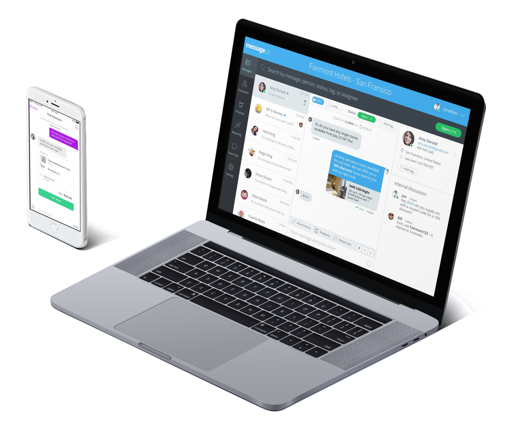 MessageUs Dashboard - Messaging Software For Your Business