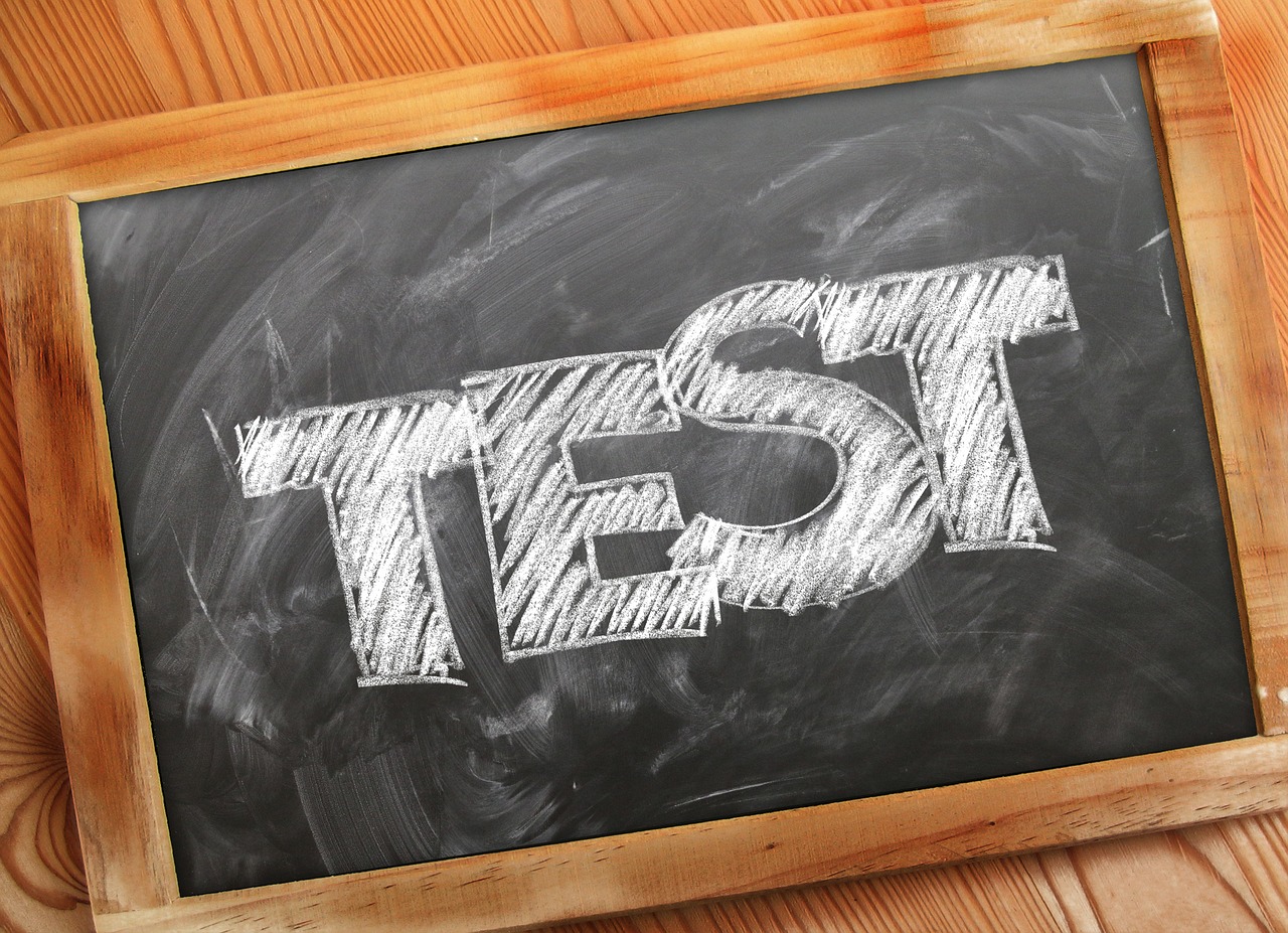 black board with test written on it