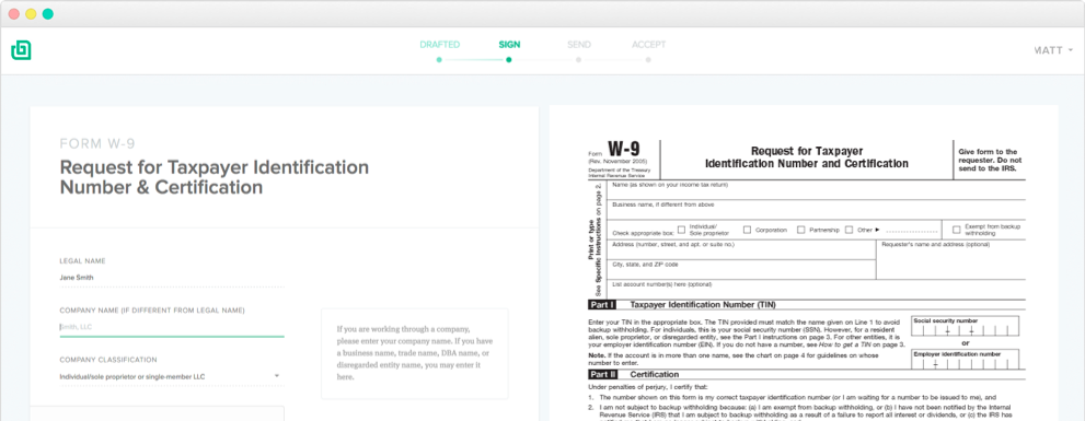 Sample W-9 Tax Form