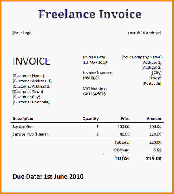 freelance writer invoice