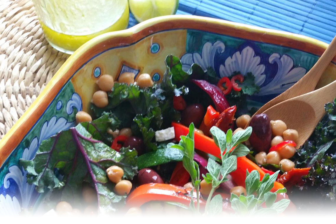 Mediterranean Grilled Veggies and Kale Salad