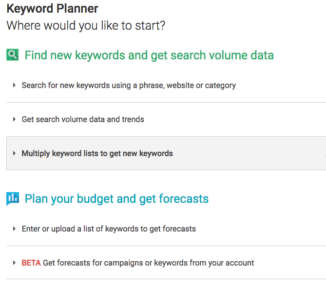 keyword planner
