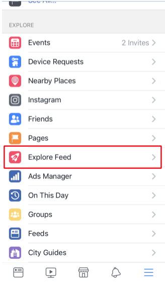 Facebook explore feed