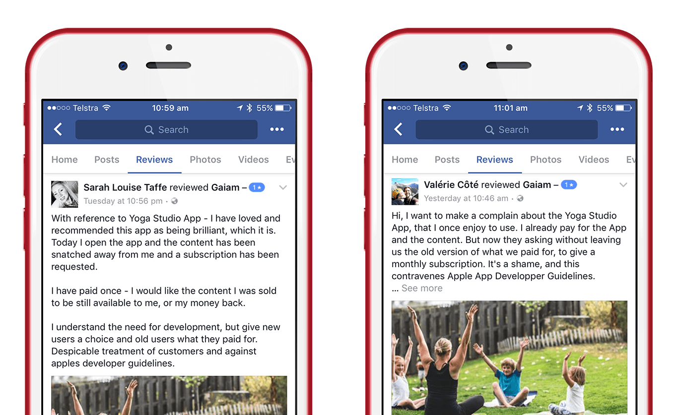 Gaiam's Facebook reviews for Yoga Studio