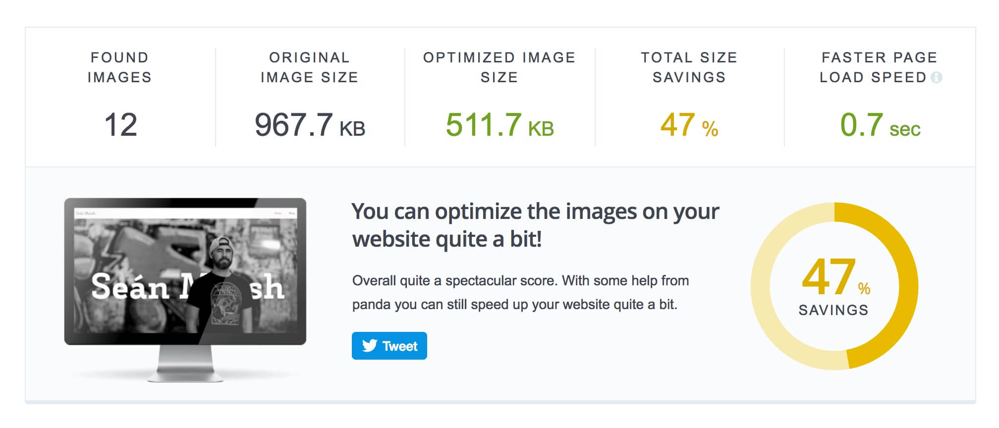 TinyPNG website optimisation analyser tool
