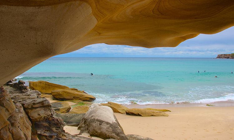 Beach and sandstone rock