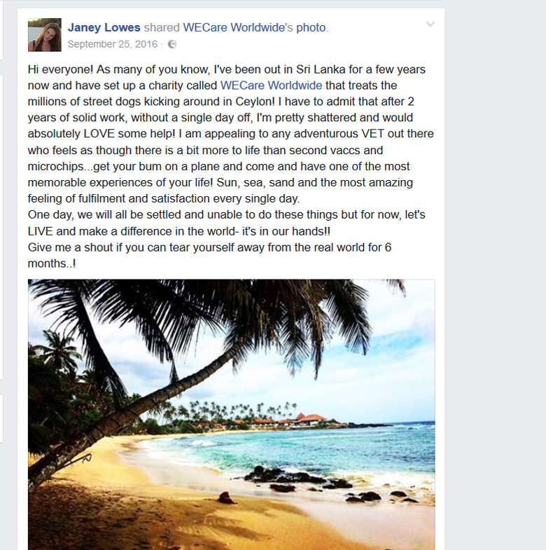WeCare Facebook post
