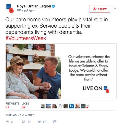 Tweet from Royal British Legion