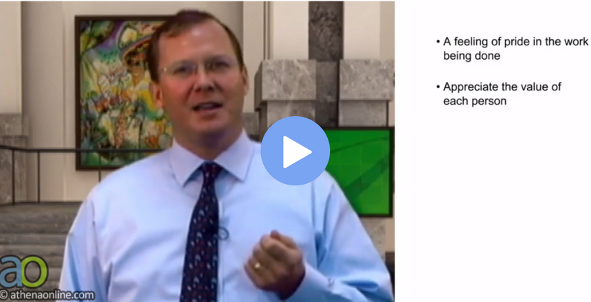 Still shot from Athena Online video of Michael Stallard explaining U2's connection culture