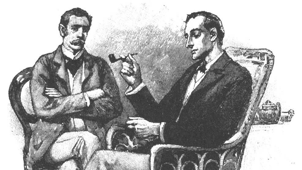 Gravura de Sherlock Holmes e Watson