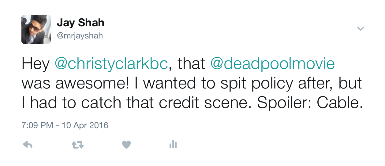 Tweet to Captain Clark
