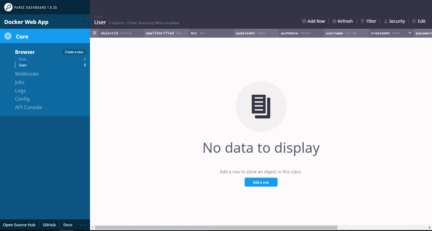 parse dashboard