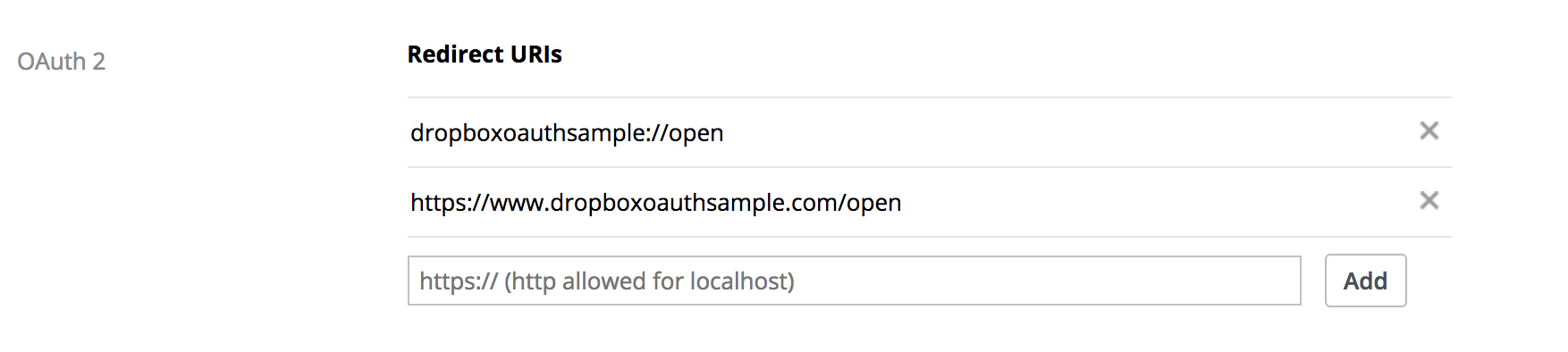 dropbox redirect uri