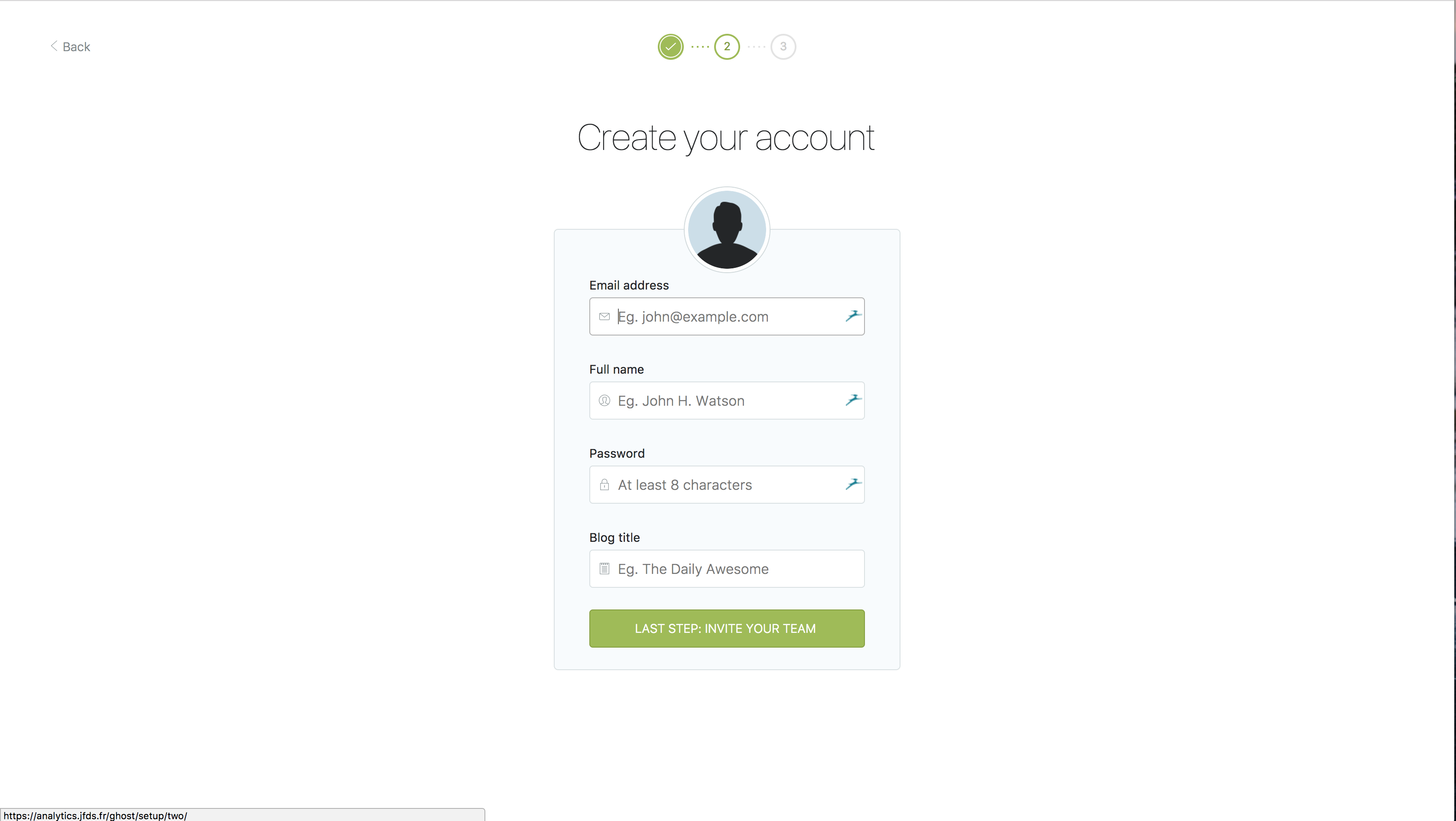 ghost informations utilisateur