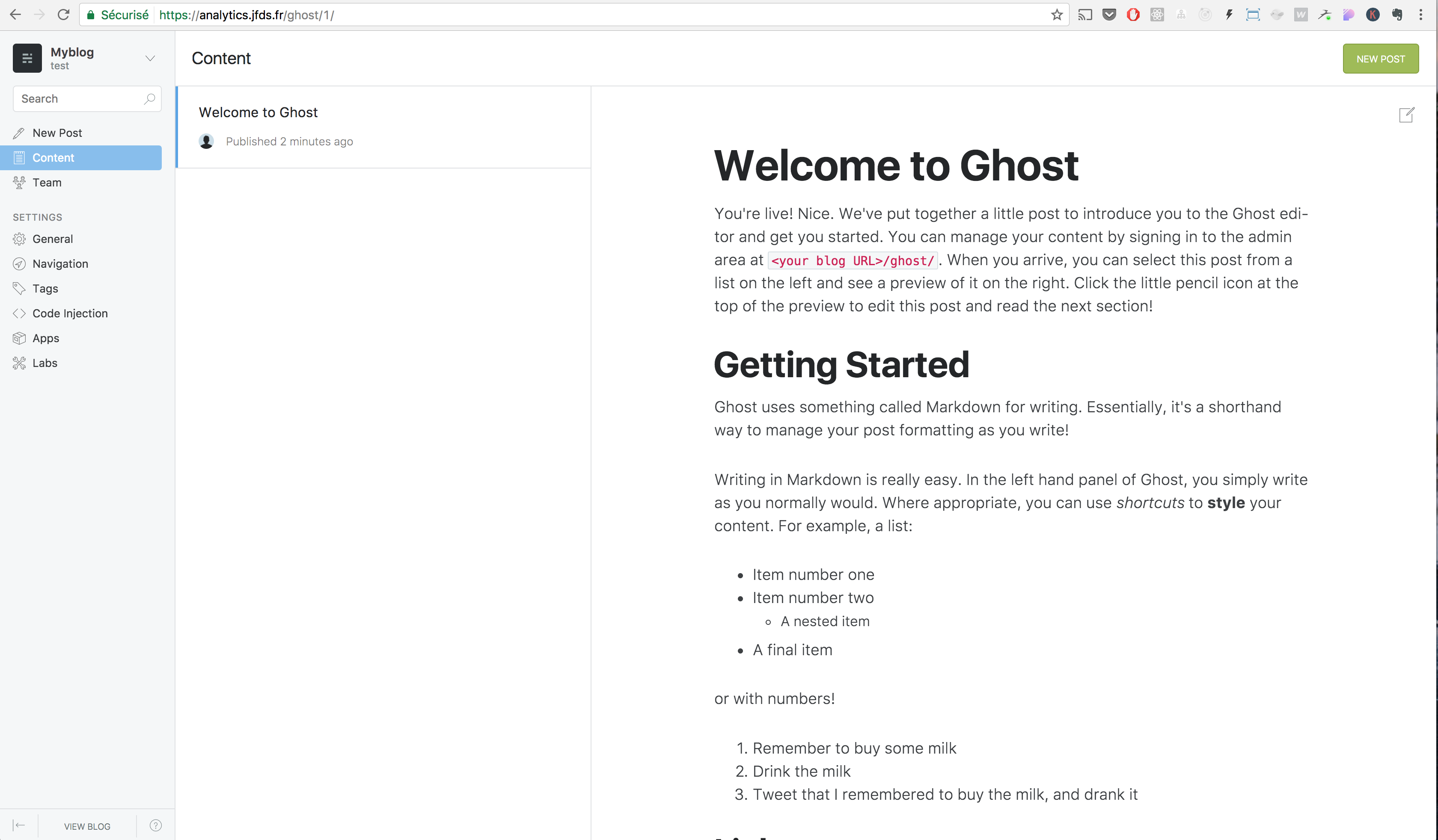 ghost administration