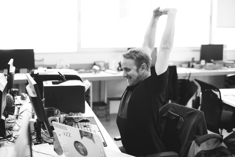 Office worker stretching