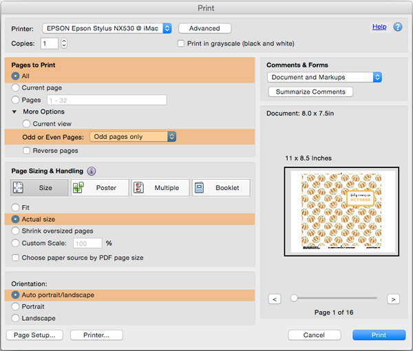 Print screen 1 for top loading printers