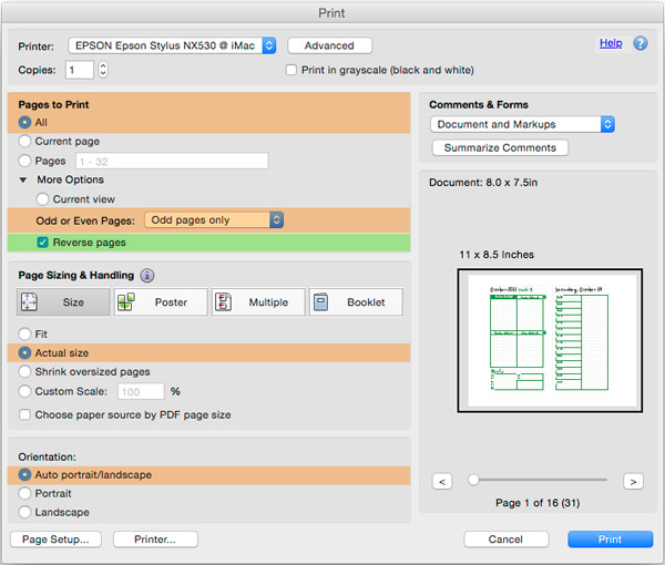 Print screen 1 for bottom loading printers