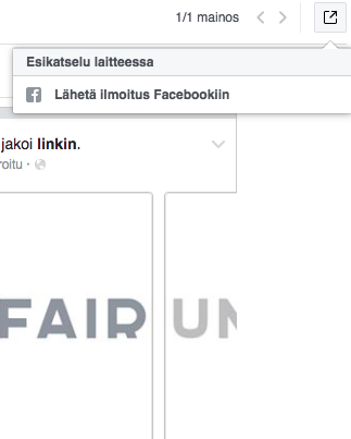 Voit lähettää esikatselun Facebook-mainosestasi omaan mobiililaitteeseesi