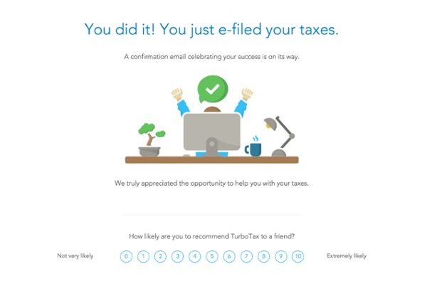 A success message encourages users to come back