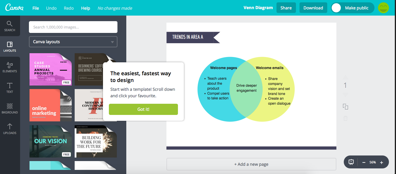 Canva tooltip product tour Appcues