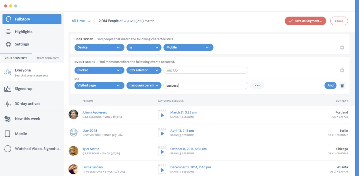 fullstory-user-interface