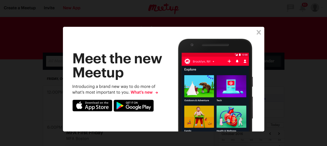 meetup modal