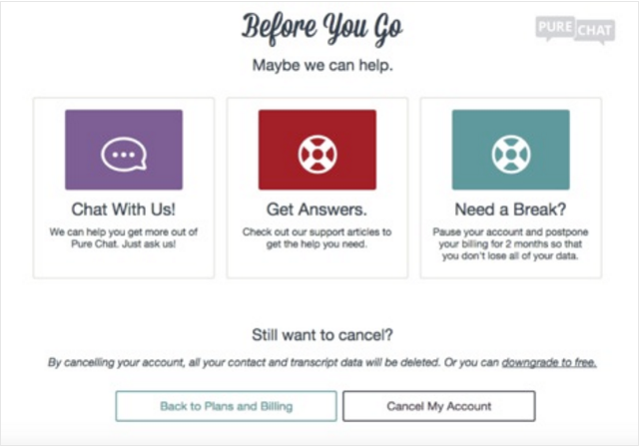 PureChat Late customer retention get users back
