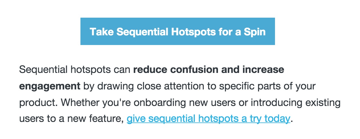Appcues hotspots product release email