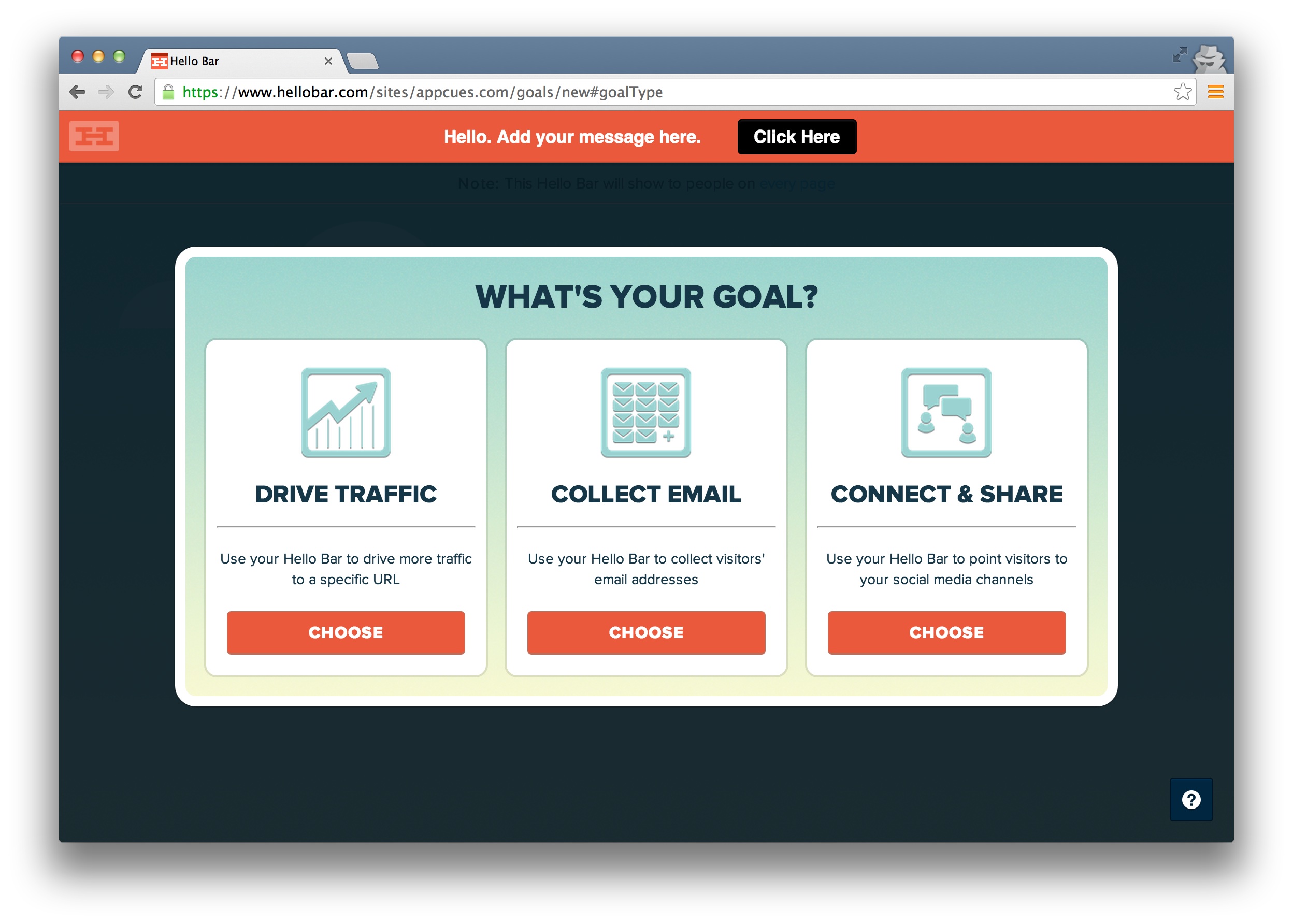 HelloBar User Onboarding