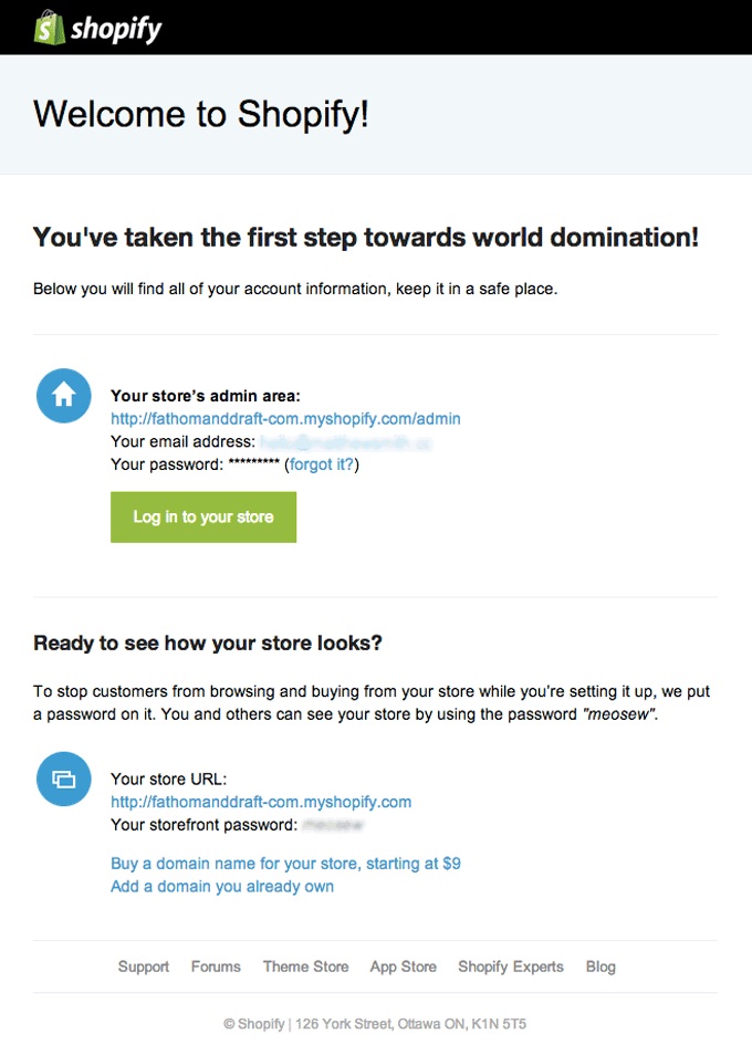 welcome shopify