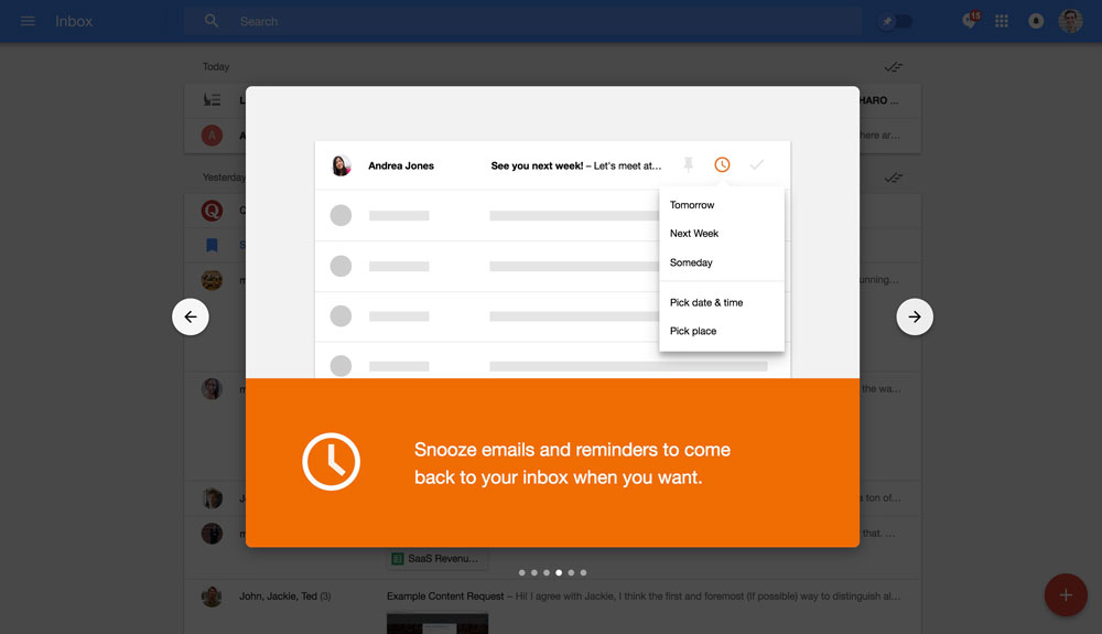 Google Inbox's walkthrough modals - step 4