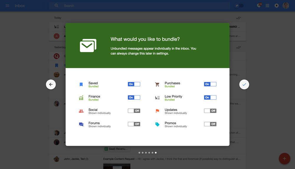 Google Inbox's walkthrough modals - step 6