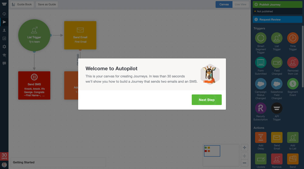 Autopilot welcome message walkthrough