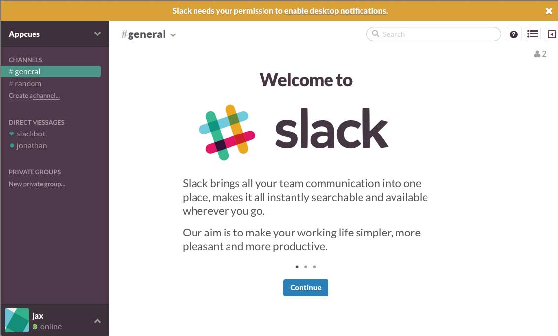 Slack old onboarding welcome screen